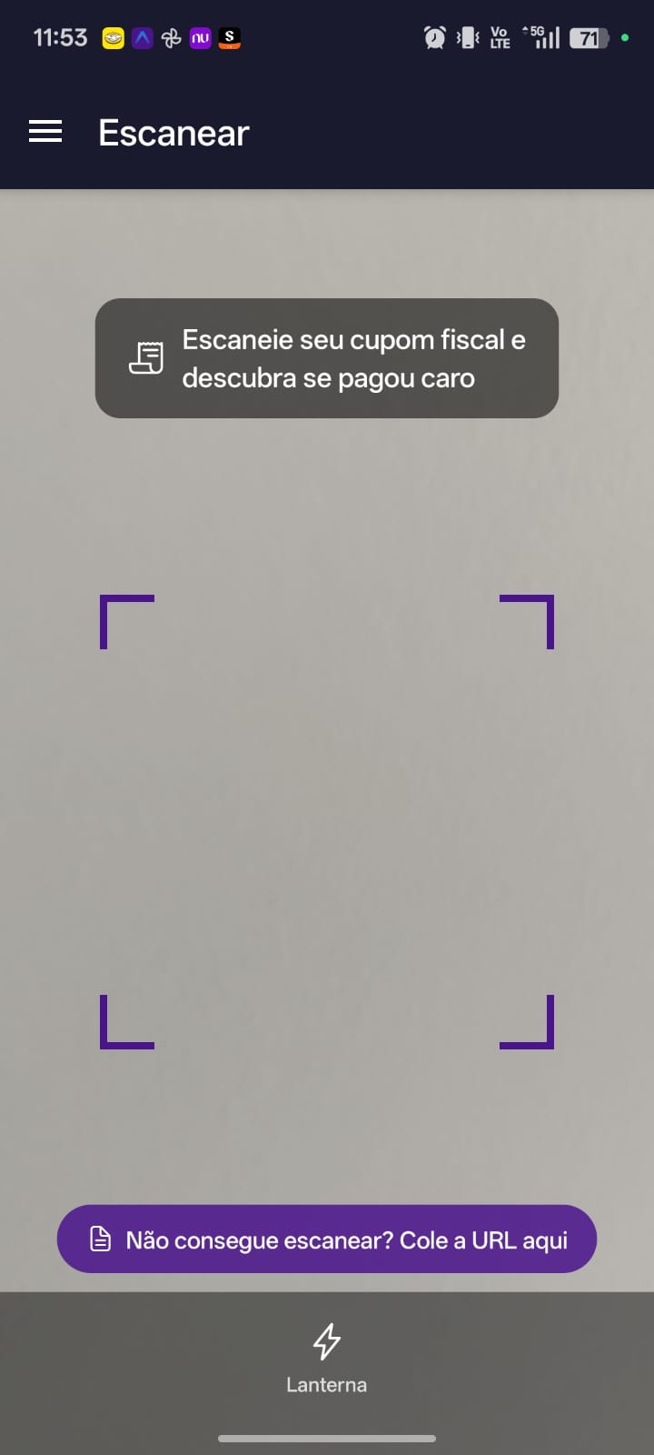 Escanear cupom fiscal